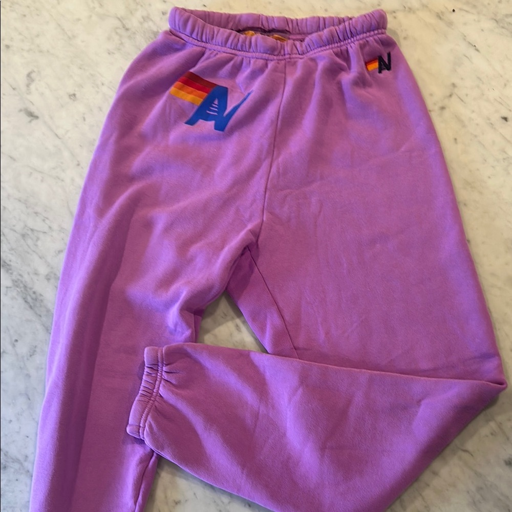 BRAND NEW Aviator Nation LOGO SWEATPANTS - NEON PURPLE Women’s Medium